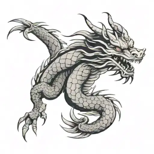 Minimalistic Japanese Dragon Wrapped