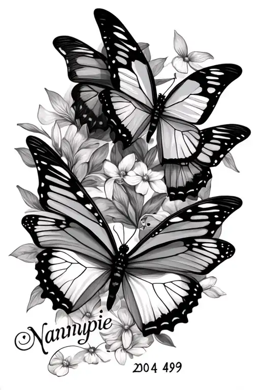 Butterflies With Name Nannypie And Date 20-04-09