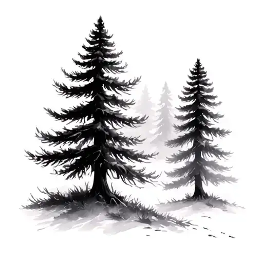Black And Grey Pine Trees Background Looking