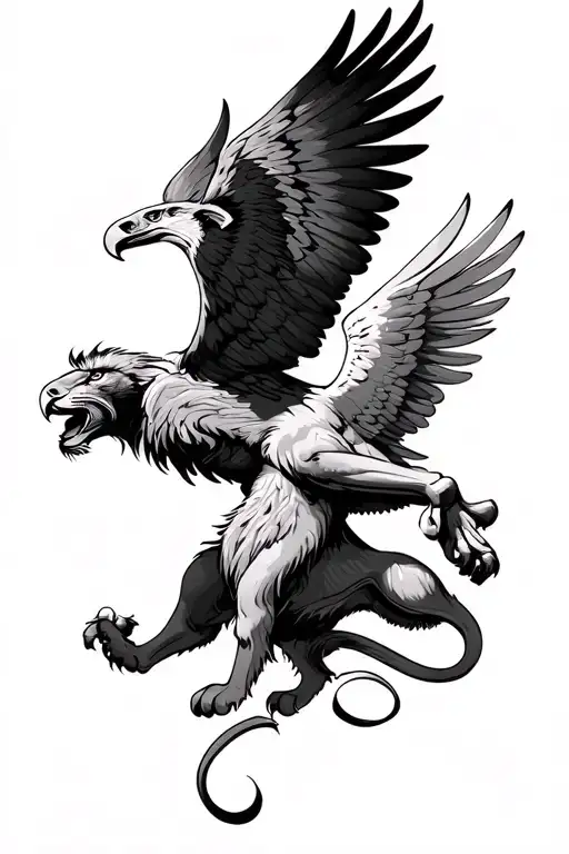 Lion And Eagle With Wings Spread
