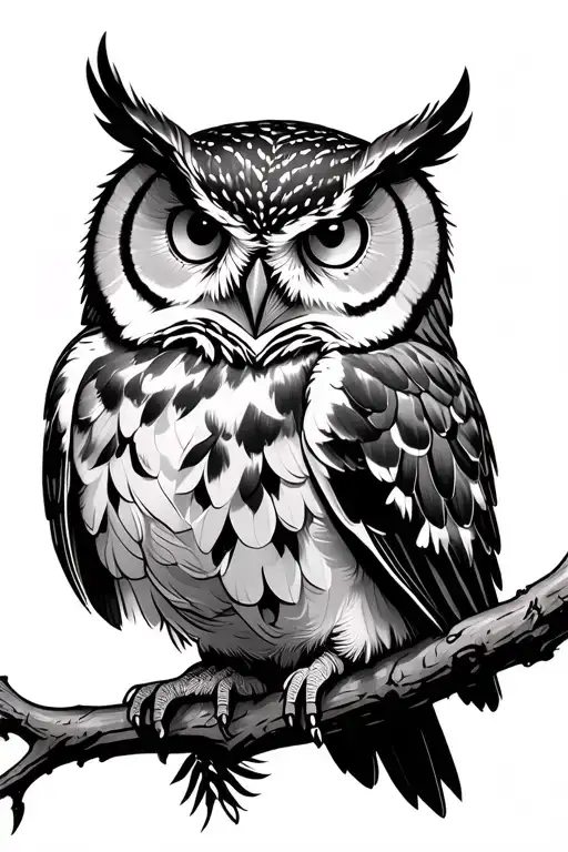 Owl Perched On A Branch Representing Wisdom And Knowledge