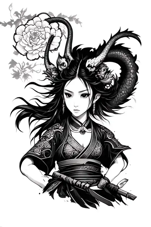 Japanese Samurai Demon Girl