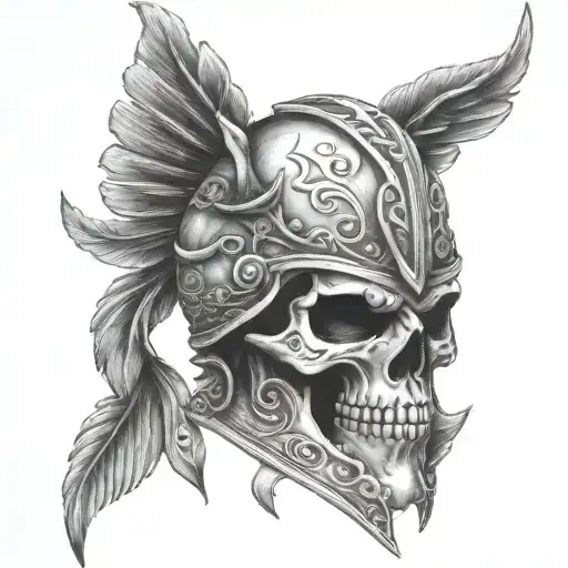 Sugar Skull And Spartan Helmet