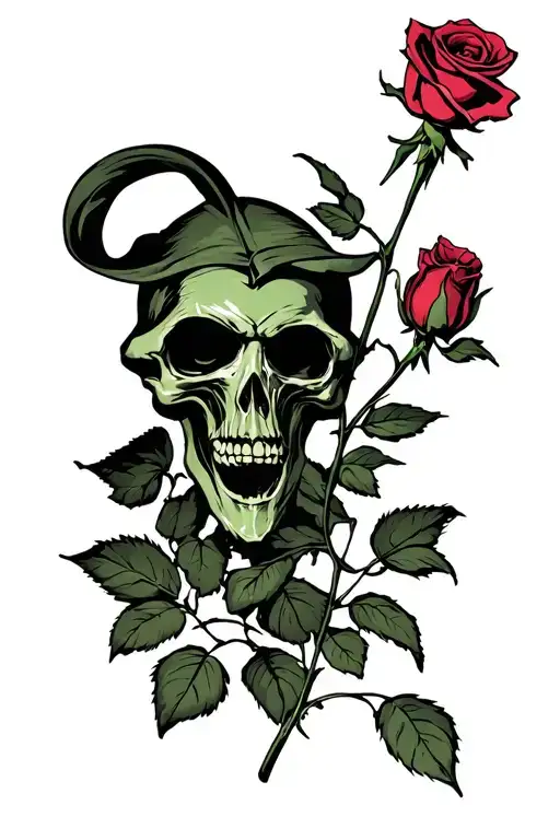 Green Reaper Holding A Rose