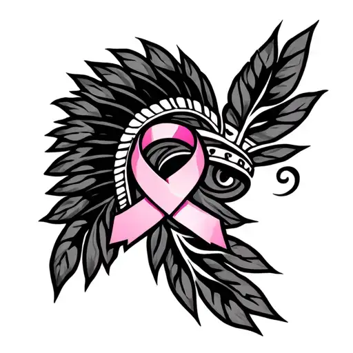 A Tribal Native American Tattoo With Breast Cancer Symbol