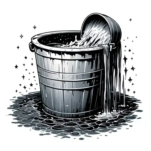 A Well With Bucket Pouring Out Stars Instead Of Water