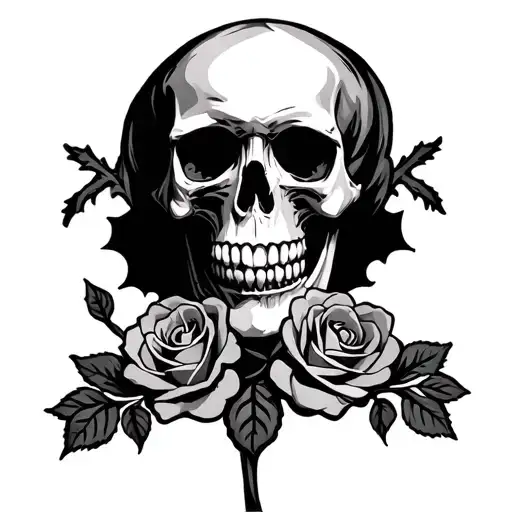 Skull And Roses And Cros Wrapped Loosely