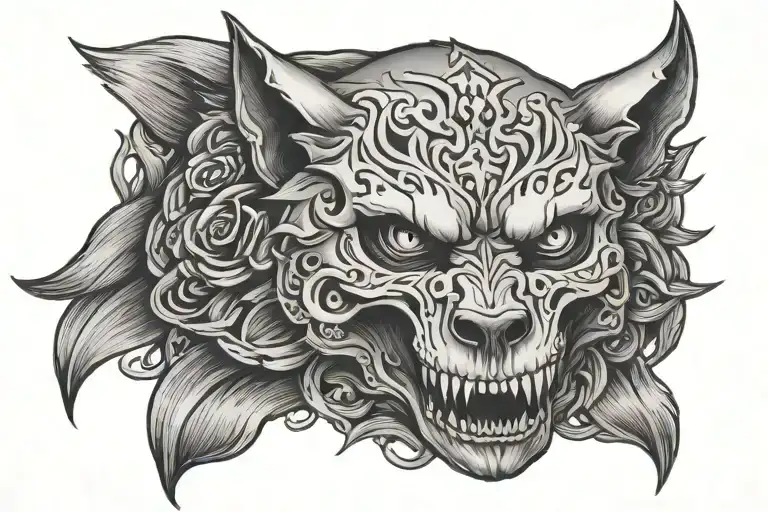 Skull Wolf Face