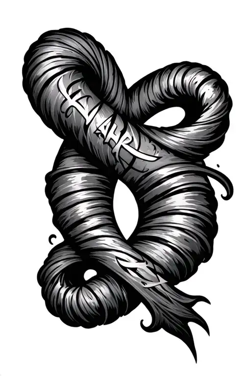 Lettering Inscription Wrapping Around The Entire Leg In A Spiral