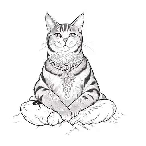 A Cat Meditating On Top Of A Mountain