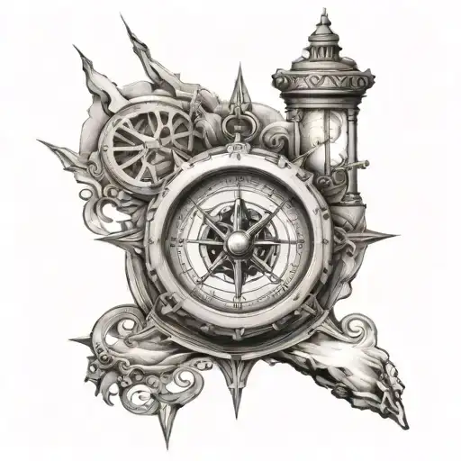 Compass And Sand Clock
