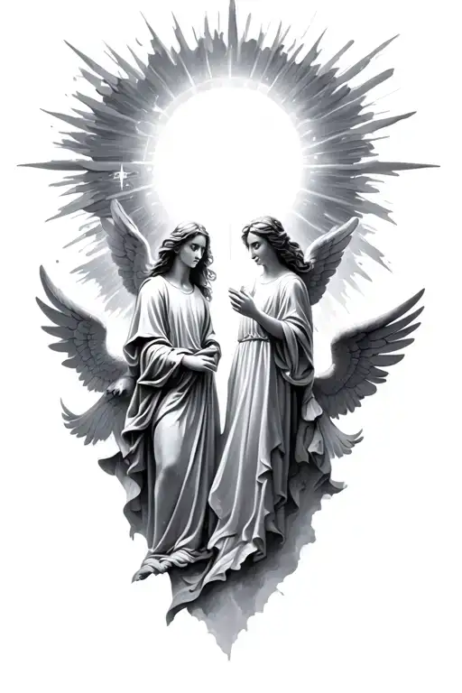 Heavens Opening With Rays And Angels