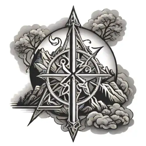 Combine The Symbol Of Chi Rho With A Majestic Mountain Landscape