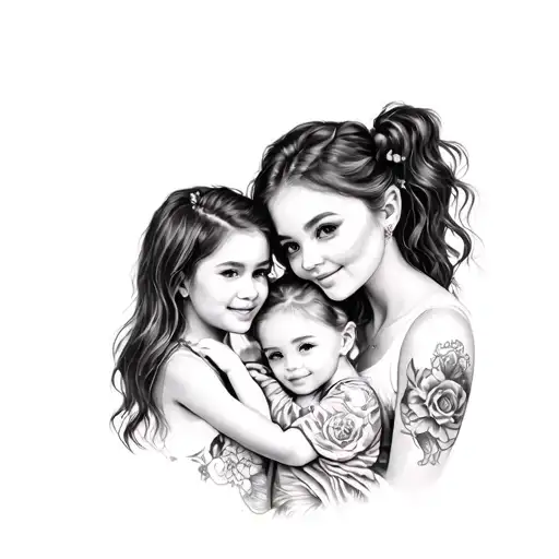 Mom With Her Two Girls