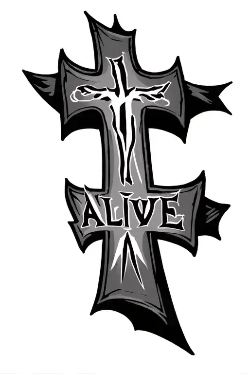 Cross With The Word Alive Written