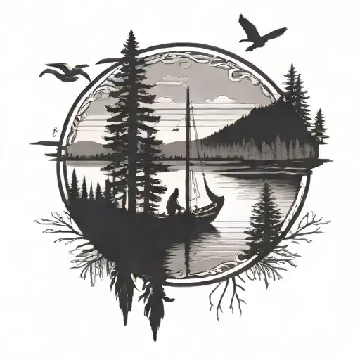 River Mountain Hammock Forest Lake Canoe