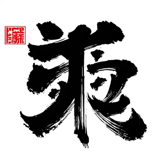 The Word Ikigai In Japanese Letters In Paint Brush Font