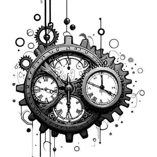 Background Of Clock Faces And Gears To Connect 2