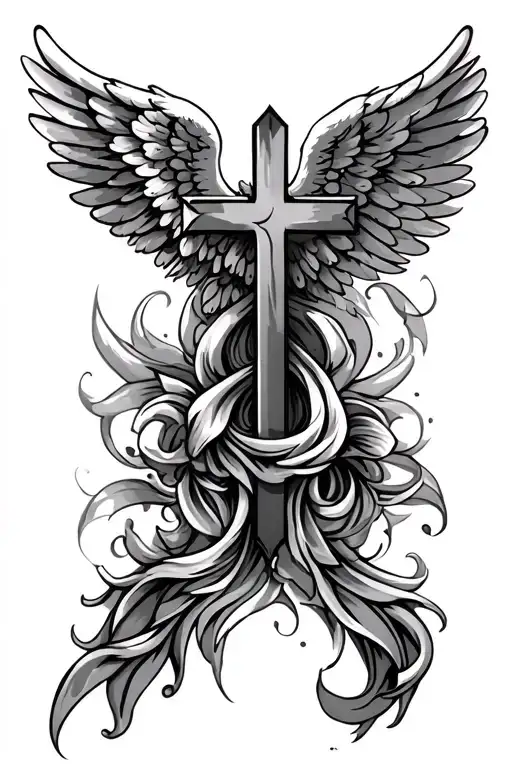 Cross And Angel Wing