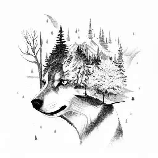 Outdoors Or Camping Scene With Northern Lights