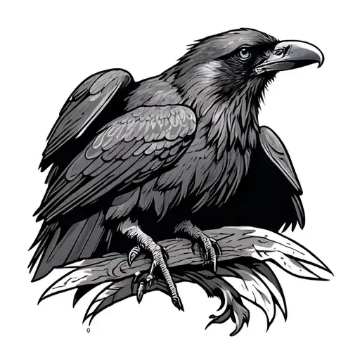 American Tradition Tattoo With A Crow Instead Of An Eagle