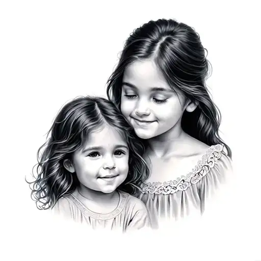 Portrait Of Children And Mother