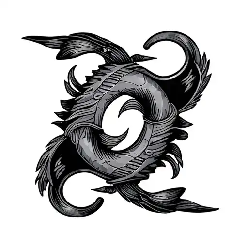 Aant Asti Prambha Symbol Combined With Zodiac Pisces Sign