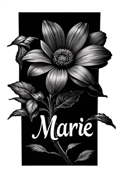 Flower Mixed With A Name Written Marie