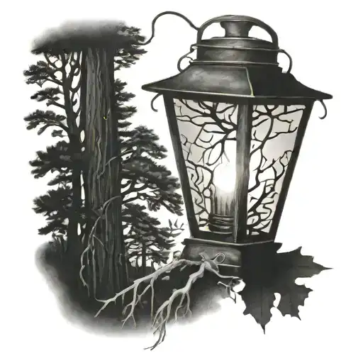 A Firefly Lantern Illuminating A Dark Forest