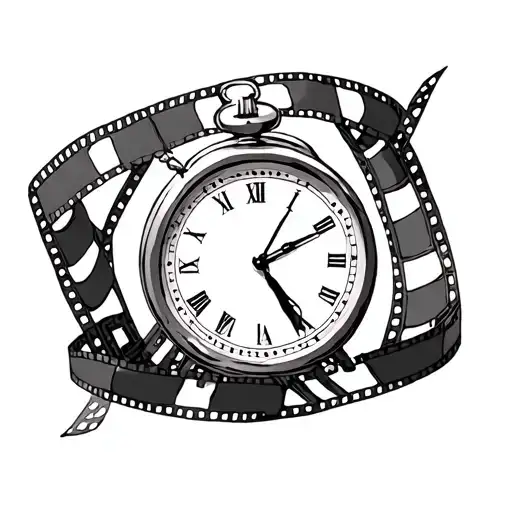 Clock With Movie Tape Around It And Foward