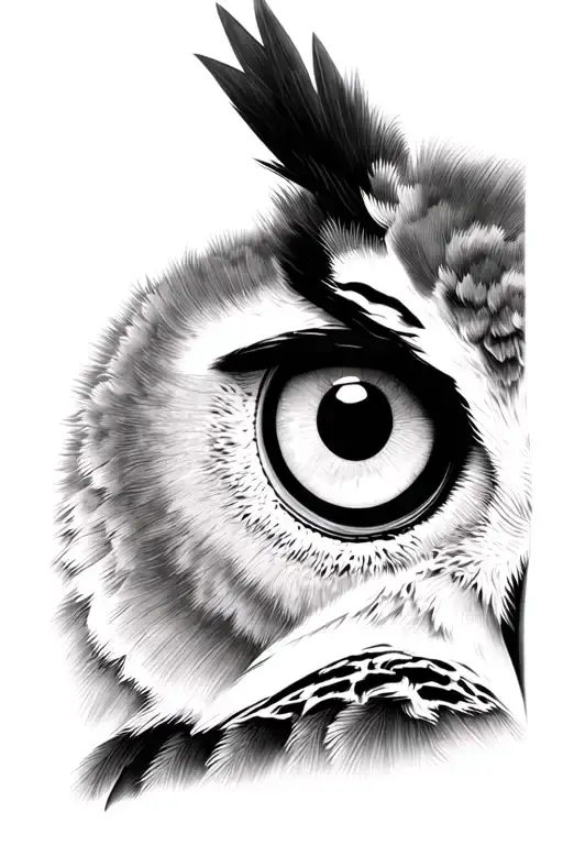 Close Up Of Owl Eyes Looking