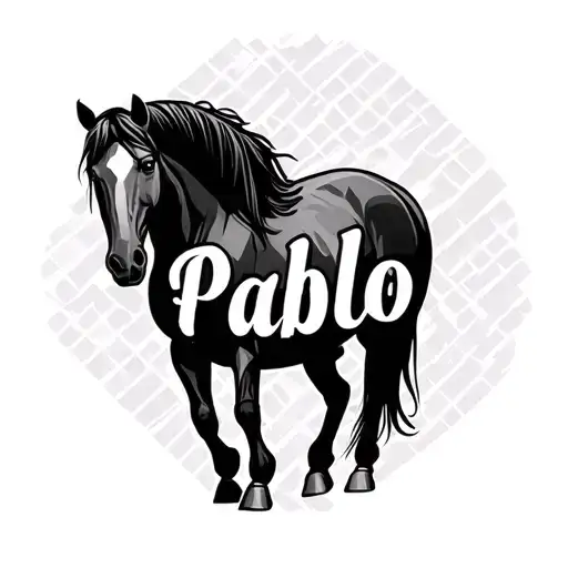 Black Outline Of Horse Body Using The Word Pablo