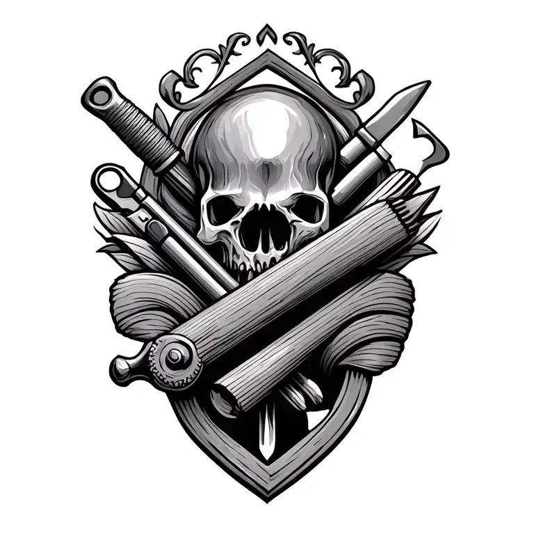 Intricate Carpentry Tools Intertwined