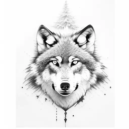 Wolf One Half Is Red And The Other Blue