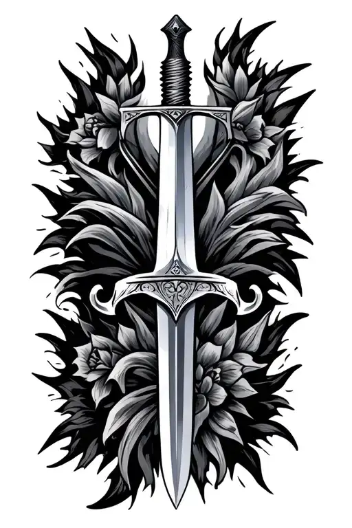 Sword Tattoo With The Name Judah