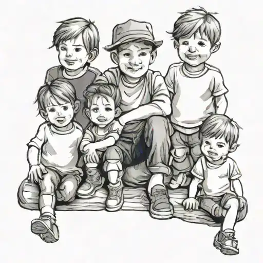 4 Children And A Father Matching