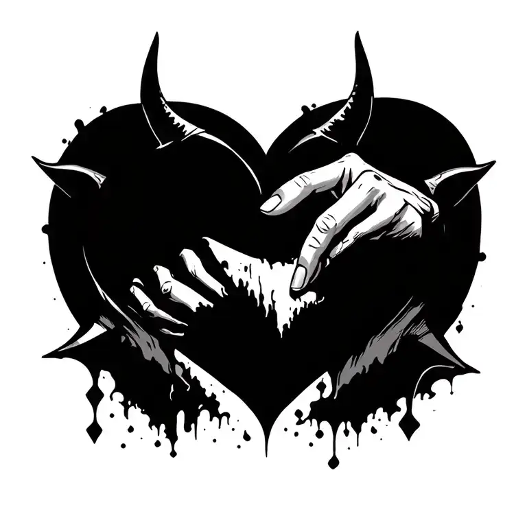 A Devil Hand Ripping A Heart Out Line