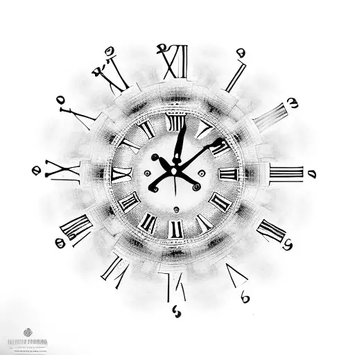 Forearm Sleeve Of Clock With Clocks And The Names Noemi And Nina