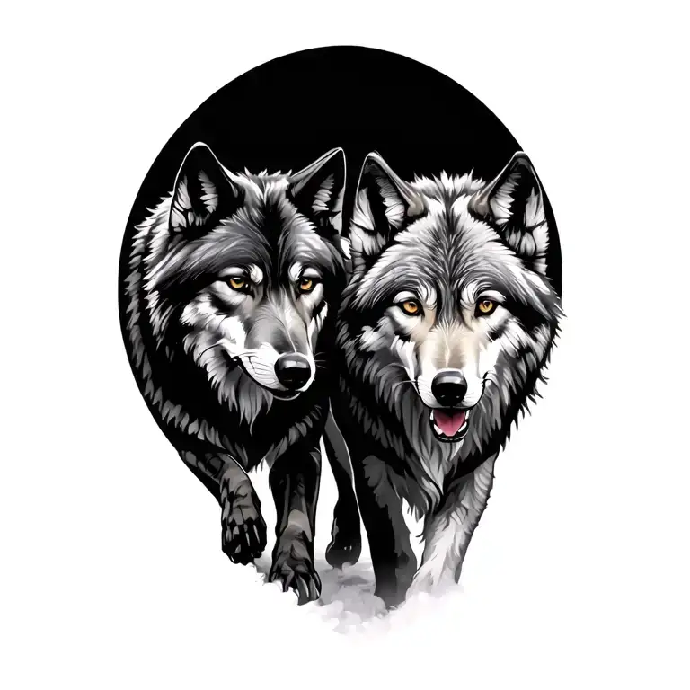 2 Wolves Walking