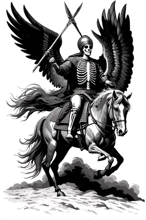 Winged Hussar On Horseback With A Lance Skeleton