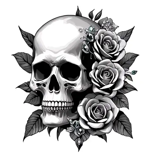 Flowers Gems Skulls Roses Spooky