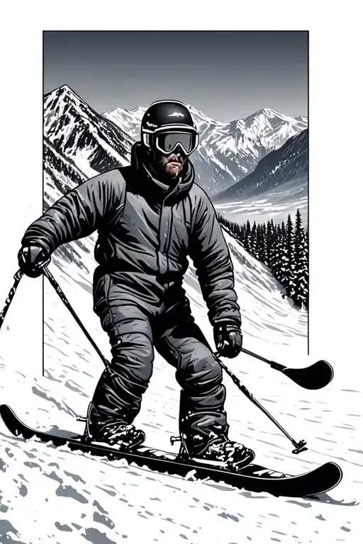 Ski's Left In The Snow With Mountains In The Background