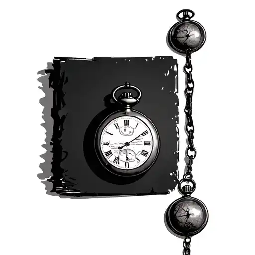 Old Pirate Map With 2 Old Style Pocket Watches With Lids