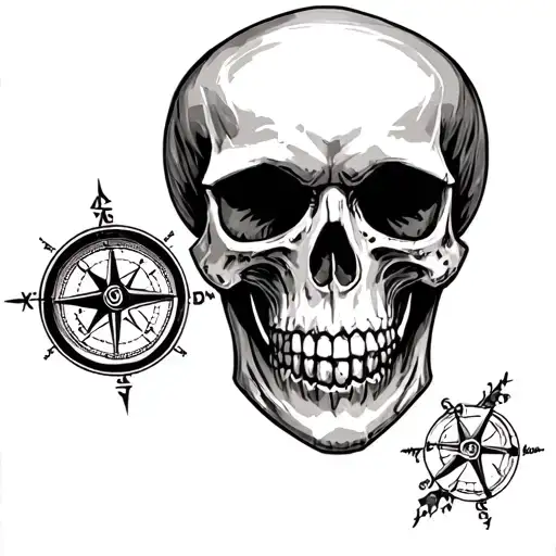 Nautical Compass Skull Soft Shading