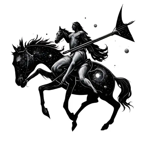 Create A Tattoo Of A Sagittarius With Universe To The Back