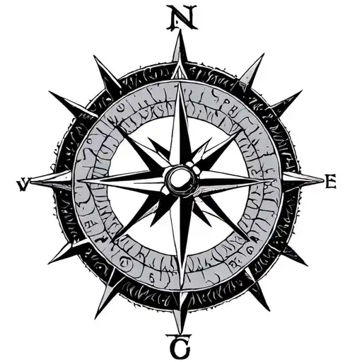Vegvisir Viking Compass With The Initials