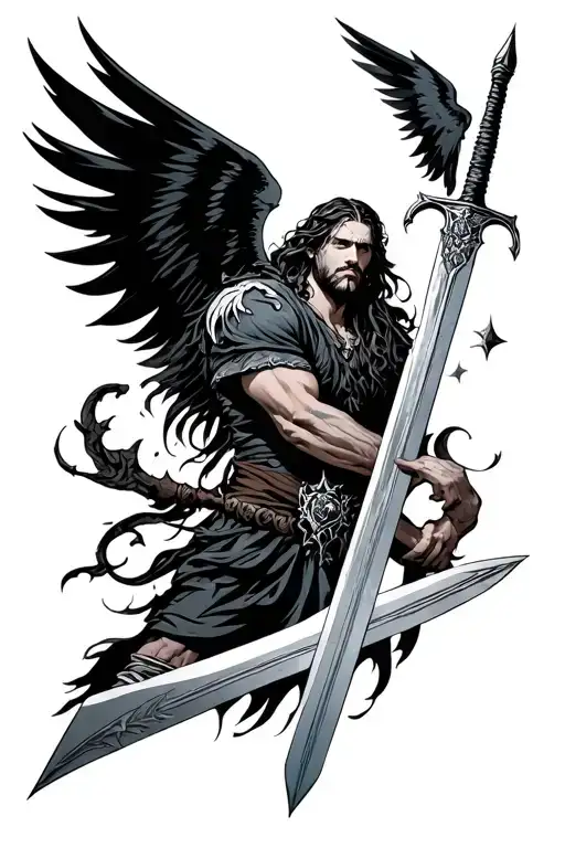 Micheal Arcangel In Battle Sword