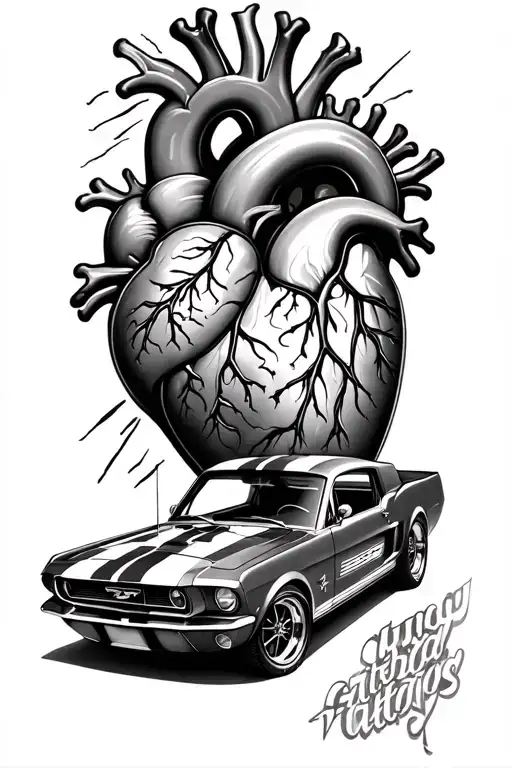 Three Sections One With 65 Ford Mustang And The Othe Heart