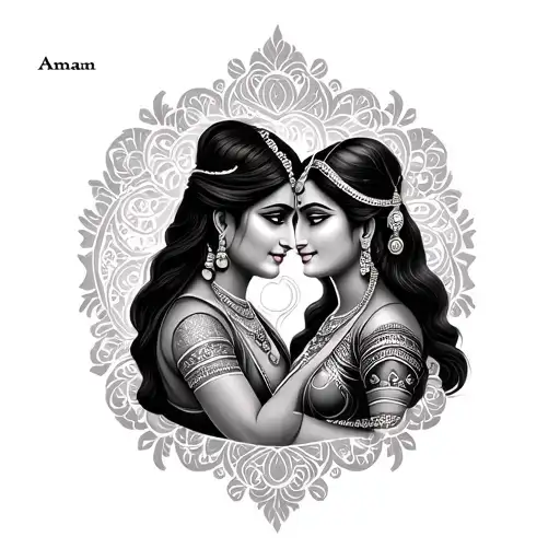 Create A Tattoo Of Name Aman And Gayatri In Indian Style With Theme Of Love