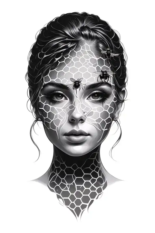 Honeycomb Bees Woman Face